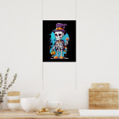 Poster Squelette Cool dans un Haut-de-forme Halloween (Cuisine)