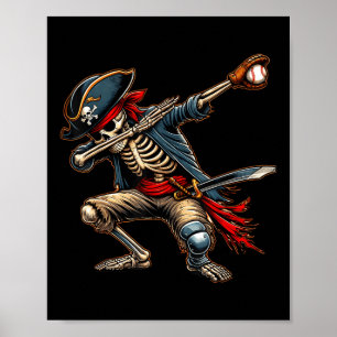 Poster Squelette Dab Skeleton Pirate de baseball