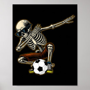 Poster Squelette Dabbing Joueur de Football Cool Hallowee
