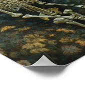 Poster Squelette dans les fleurs la nuit (Coin)