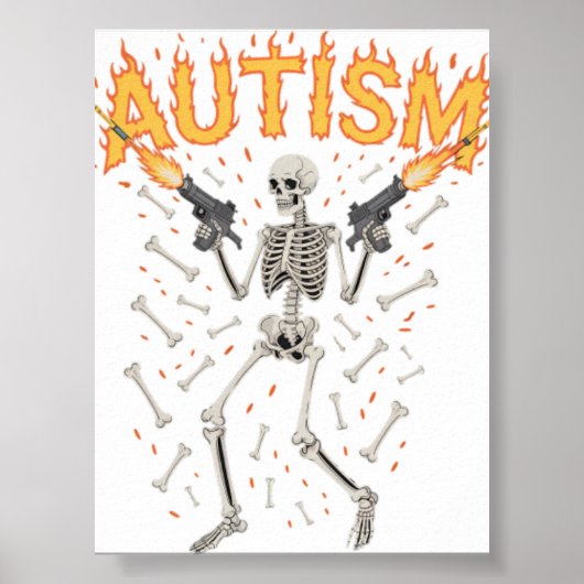 Poster Squelette d'autisme Mème drôle et étrangement spéc (Devant)