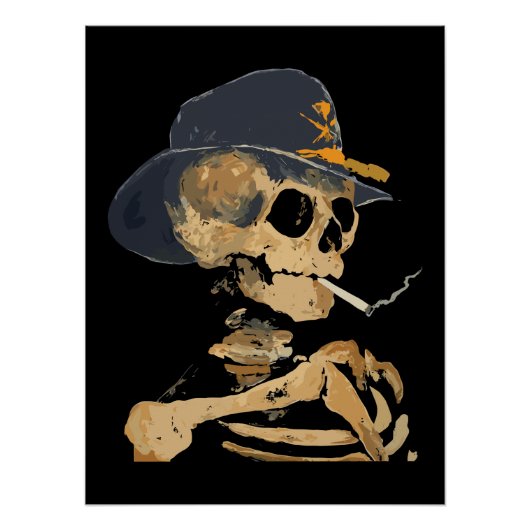 Poster Squelette de Cow-boy Fumeur (Devant)