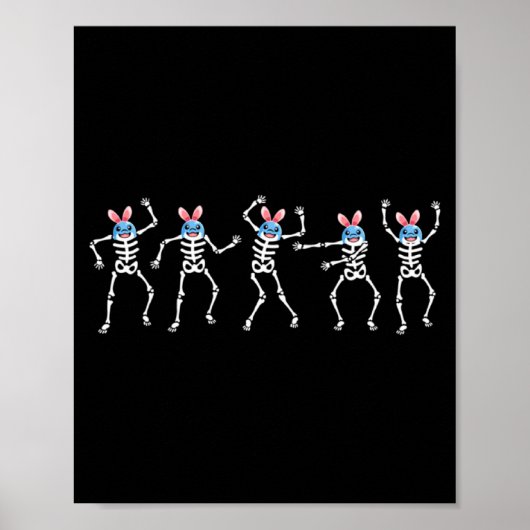 Poster Squelette de danse de chemise Défi de danse dauphi (Devant)