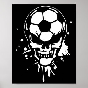 Poster Squelette de football joueur drôle Halloween crâne