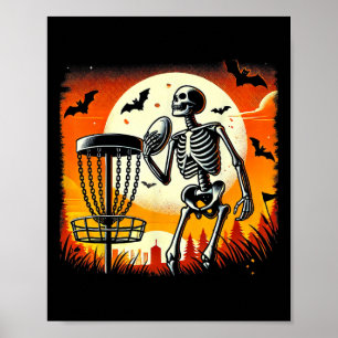 Poster Squelette de golf sur disque Halloween Golf sur di