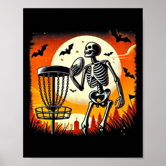 Poster Squelette de golf sur disque Halloween Golf sur di (Devant)