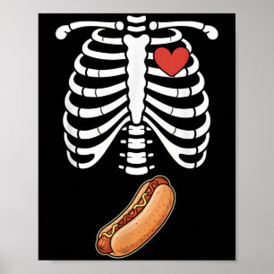 Poster Squelette de grossesse Hotdog Bosse du ventre Cage