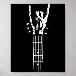 Poster Squelette de guitare rock and roll signe vintage