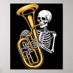 Poster Squelette de Halloween au tuba tubiste
