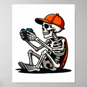 Poster Squelette de Halloween joueur de jeu vidéo 1