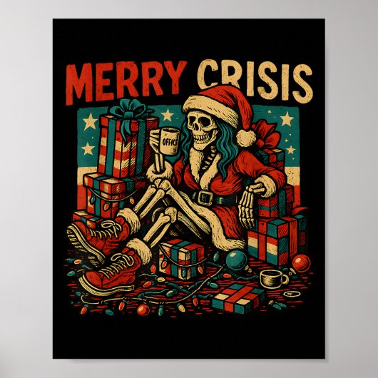 Poster Squelette de Joyeuse Crise Noël Drôle (Devant)