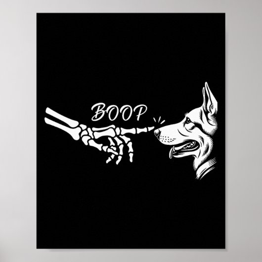 Poster Squelette de main de Berger Allemand Boop Hallowee (Devant)