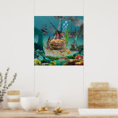 POSTER SQUELETTE DE PIRATE DANS UN TONNEAU (Cuisine)