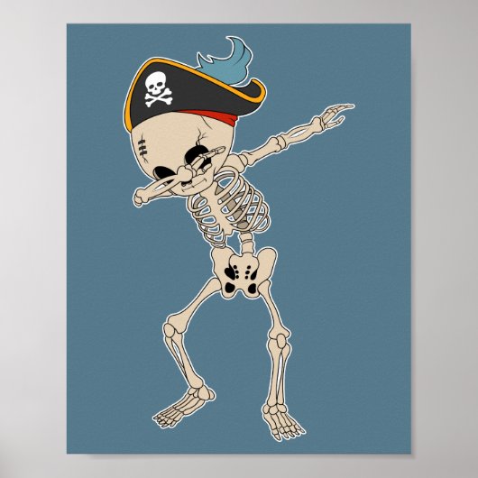 Poster Squelette de pirate dansant Dab pour Halloween (Devant)
