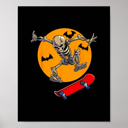 Poster Squelette de skateboard hommes garçons skater plan (Devant)