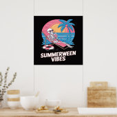 Poster Squelette de Summerween Vacances d'été Plage Drôle (Cuisine)