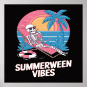 Poster Squelette de Summerween Vacances d'été Plage Drôle (Devant)