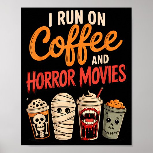 Poster Squelette de vampire fonctionnant au café et aux f (Devant)