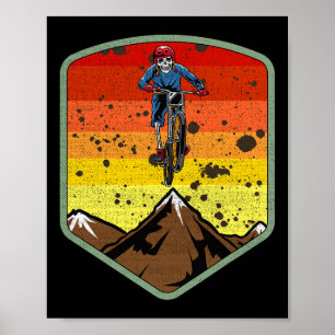 Poster Squelette de zombie de crâne de vélo de montagne c