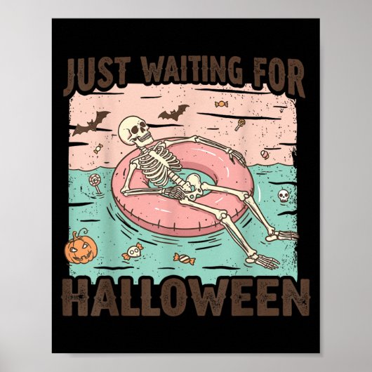Poster Squelette d'été effrayant qui attend juste Hallowe (Devant)