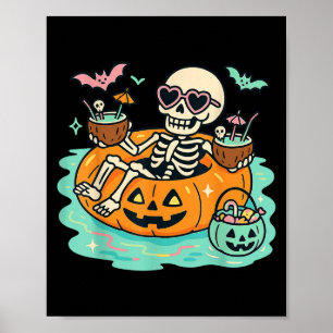 Poster Squelette D'Été En Citrouille Float Mignonne Pisci