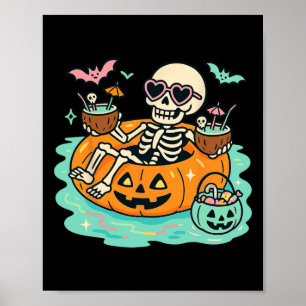 Poster Squelette D'Été En Citrouille Float Mignonne Pisci