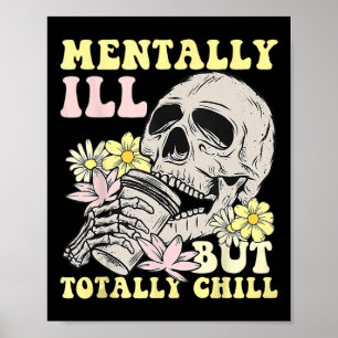 Poster Squelette d'Halloween groovy mentalement malade ma