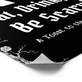 Poster Squelette d'Halloween Noir Mangez Boire & Soyez Sc (Coin)