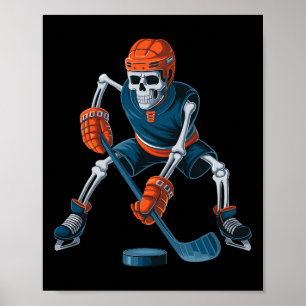 Poster Squelette drôle de hockey sur glace Halloween _1