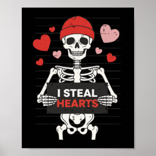 Poster Squelette Drôle De La Saint-Valentin Je Vole Des C