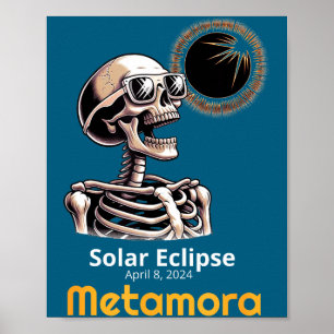 Poster Squelette Drôle Éclipse Solaire Metamora Indiana