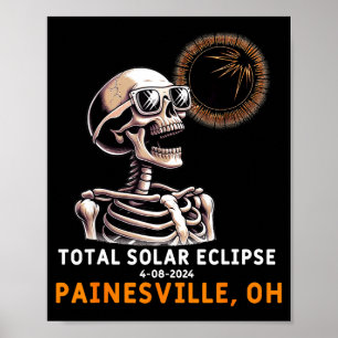 Poster Squelette drôle Éclipse solaire Painesville Ohio