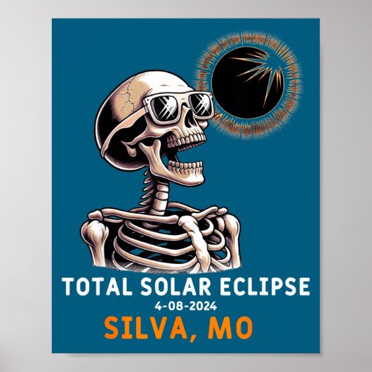 Poster Squelette Drôle Éclipse Solaire Silva Missouri (Devant)