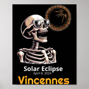 Poster Squelette Drôle Éclipse Solaire Vincennes Indiana
