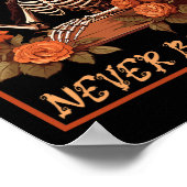 Poster Squelette éffrayant Avec Café Et Fleurs Halloween (Coin)