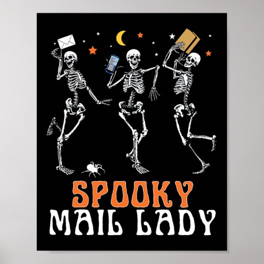 Poster Squelette éffrayant Danser Mail Lady Postal Worker (Devant)