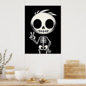 Poster Squelette éffrayant mignon, Art d'Halloween (Cuisine)