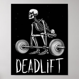 Poster Squelette Entraînement Halloween Poids Lifting Fit