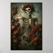 Poster Squelette et roses (Devant)