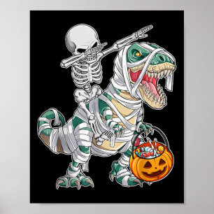 Poster Squelette faisant du cheval en dansant Dab Dinosau