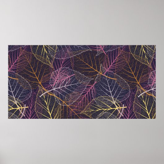 Poster Squelette feuille sans couture motif, arrière - pl (Devant)