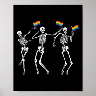 Poster Squelette Halloween Lgbt Drapeau Squelette Gay pri