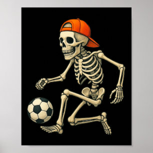 Poster Squelette jouant au football Graphique d'Halloween