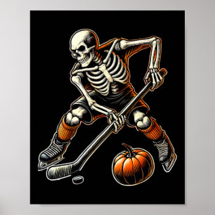 Poster Squelette jouant au hockey sur glace