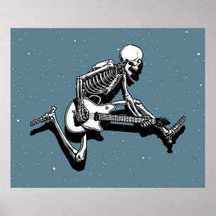Poster Squelette Jump guitariste