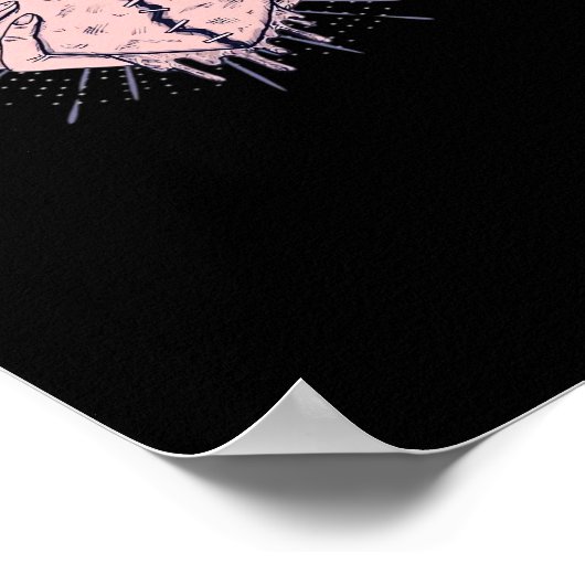 Poster Squelette Main Avec Coeur Classique (Coin)