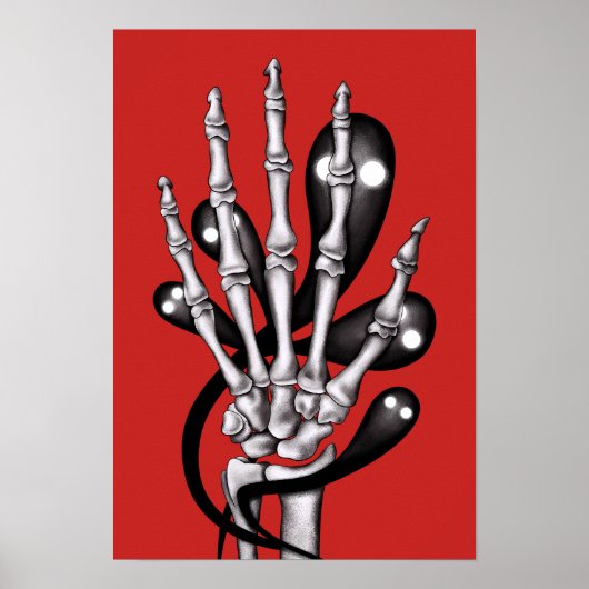 Poster Squelette Main Avec Fantômes (Devant)