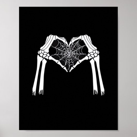 Poster Squelette Mains Cobweb Coeur (Blanc) Classique (Devant)
