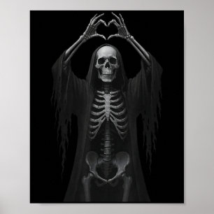 Poster Squelette Mains Coeur Signal Y Visage Drôle Hallow