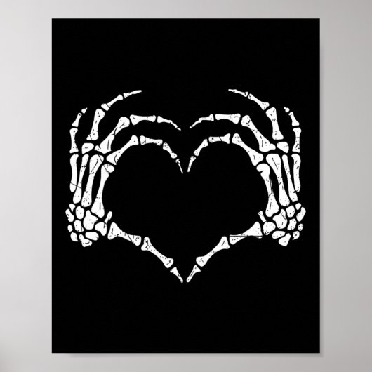Poster Squelette Mains Coeur Signer Halloween Costume Hom (Devant)
